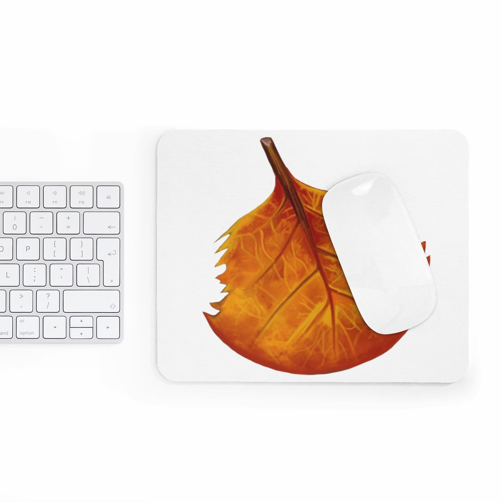 Orange Leaf Mouse Pad featuring a vibrant design, made of durable neoprene with a non-slip backing.