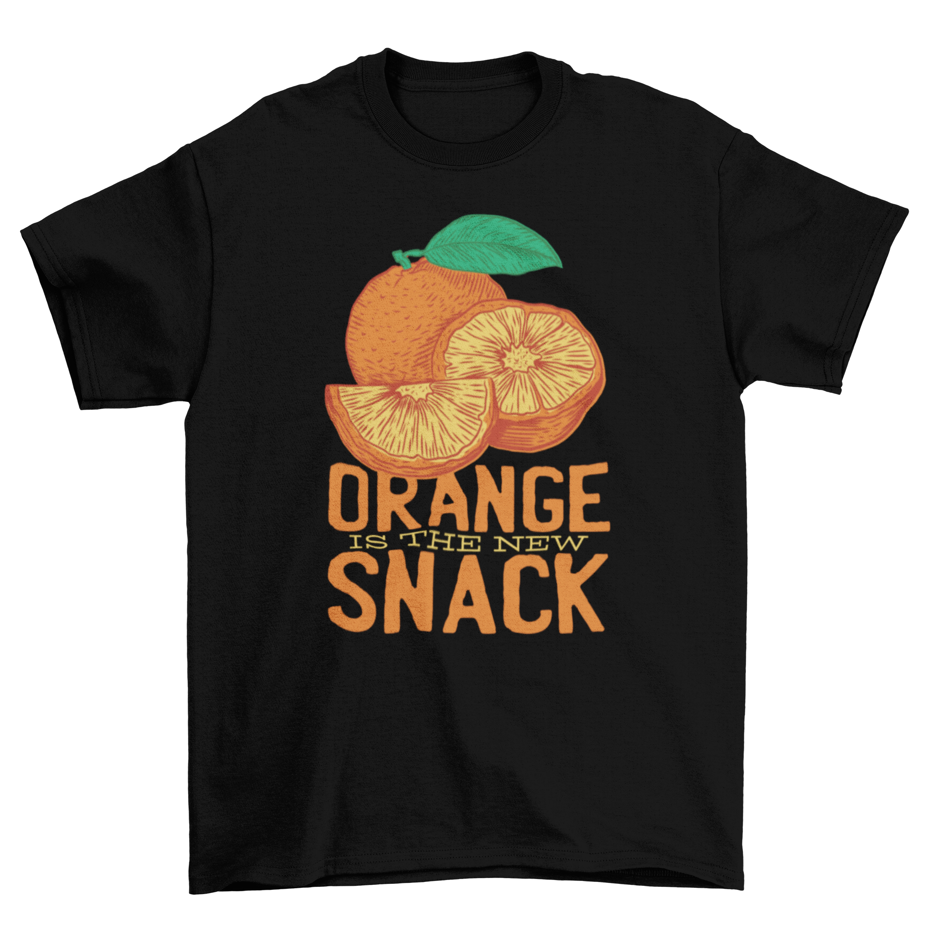 Orange Snack T-Shirt featuring hand-drawn orange slices and a funny pun quote.