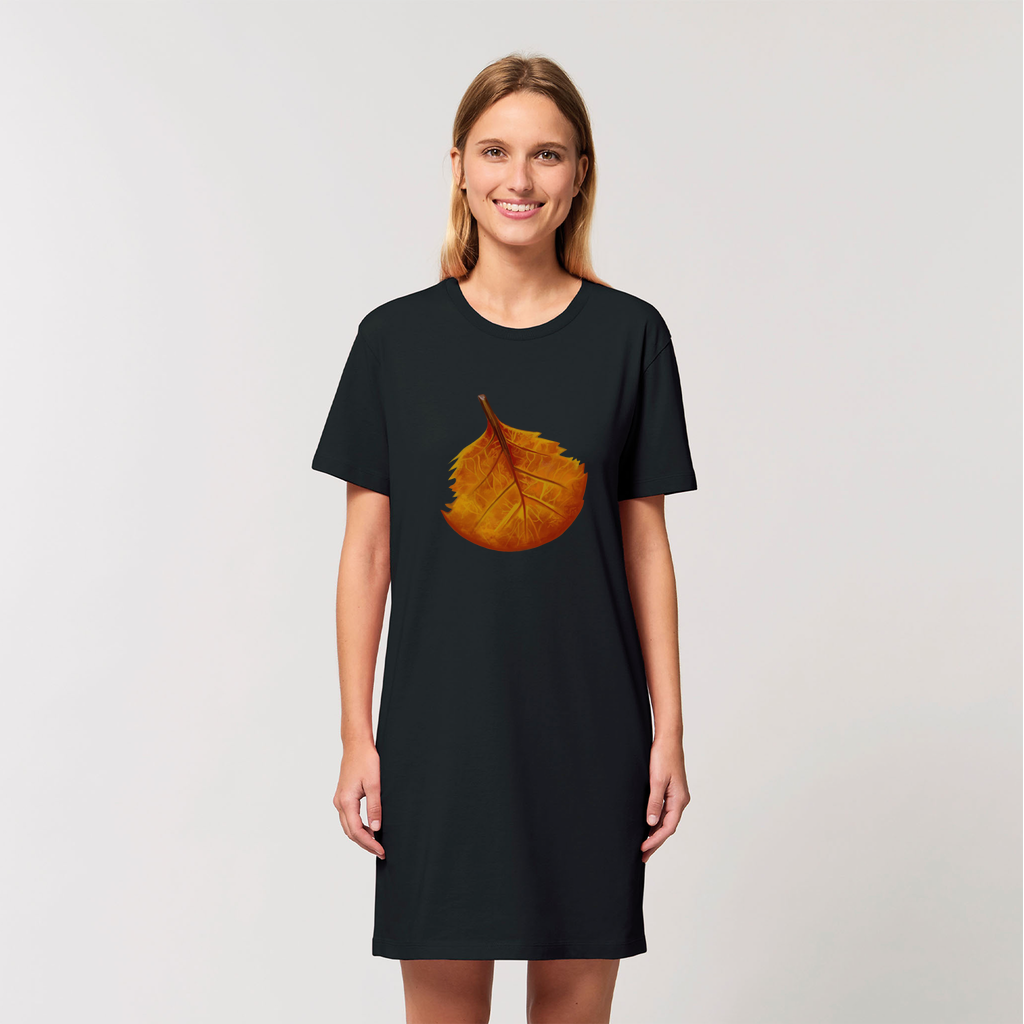 OrangeLeaf Organic T-Shirt Dress made from 100% organic cotton, featuring a soft-hand feel and stylish design.