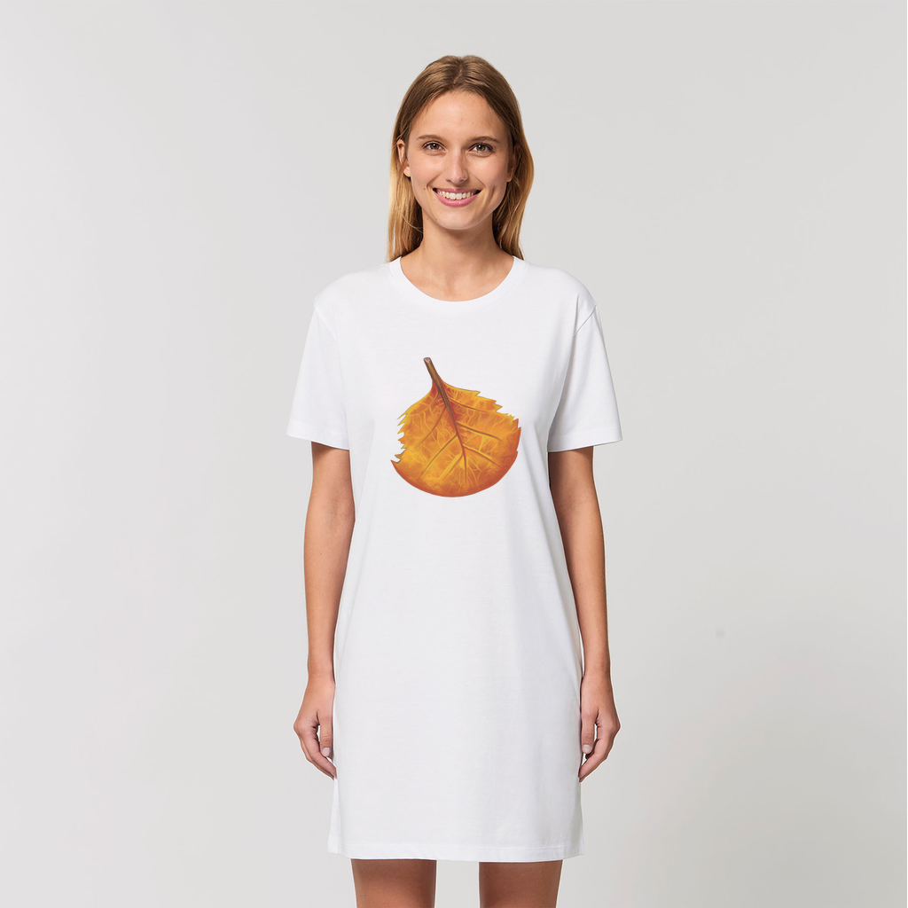 OrangeLeaf Organic T-Shirt Dress made from 100% organic cotton, featuring a soft-hand feel and stylish design.