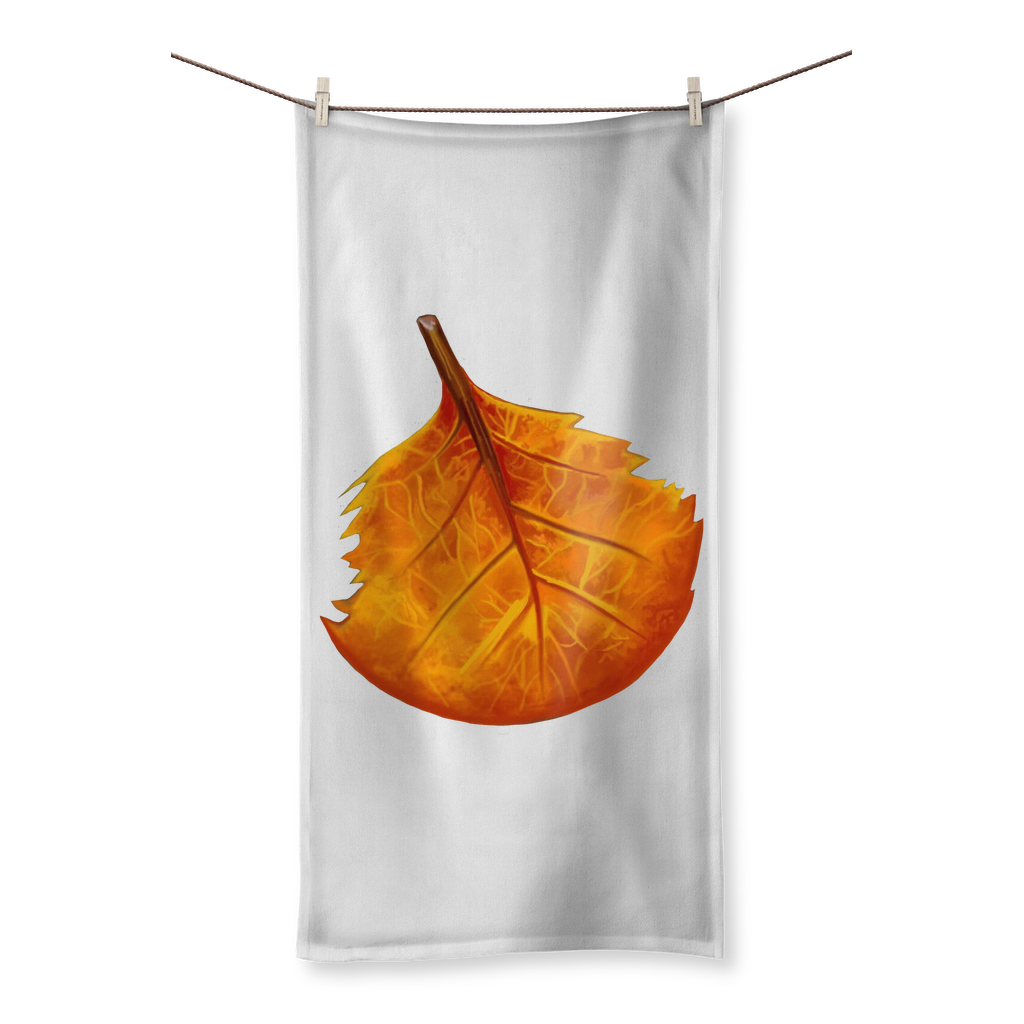 OrangeLeaf Sublimation All Over Towel showcasing vibrant prints on one side and soft cotton backing on the other.