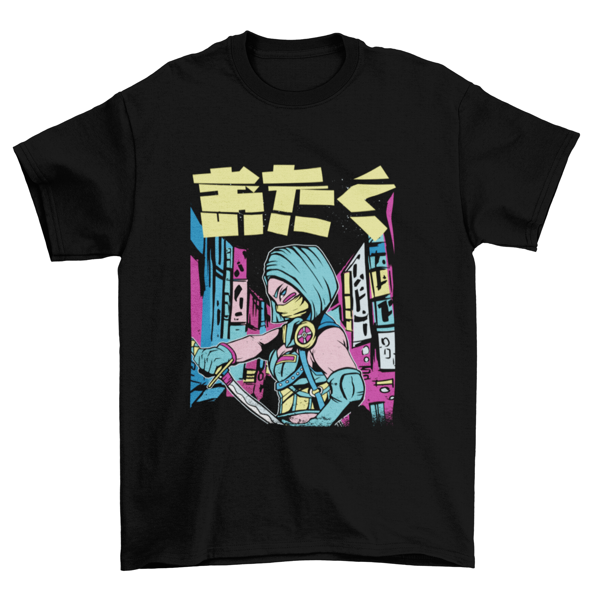 Otaku Urban Ninja T-shirt featuring a ninja design and Japanese lettering.