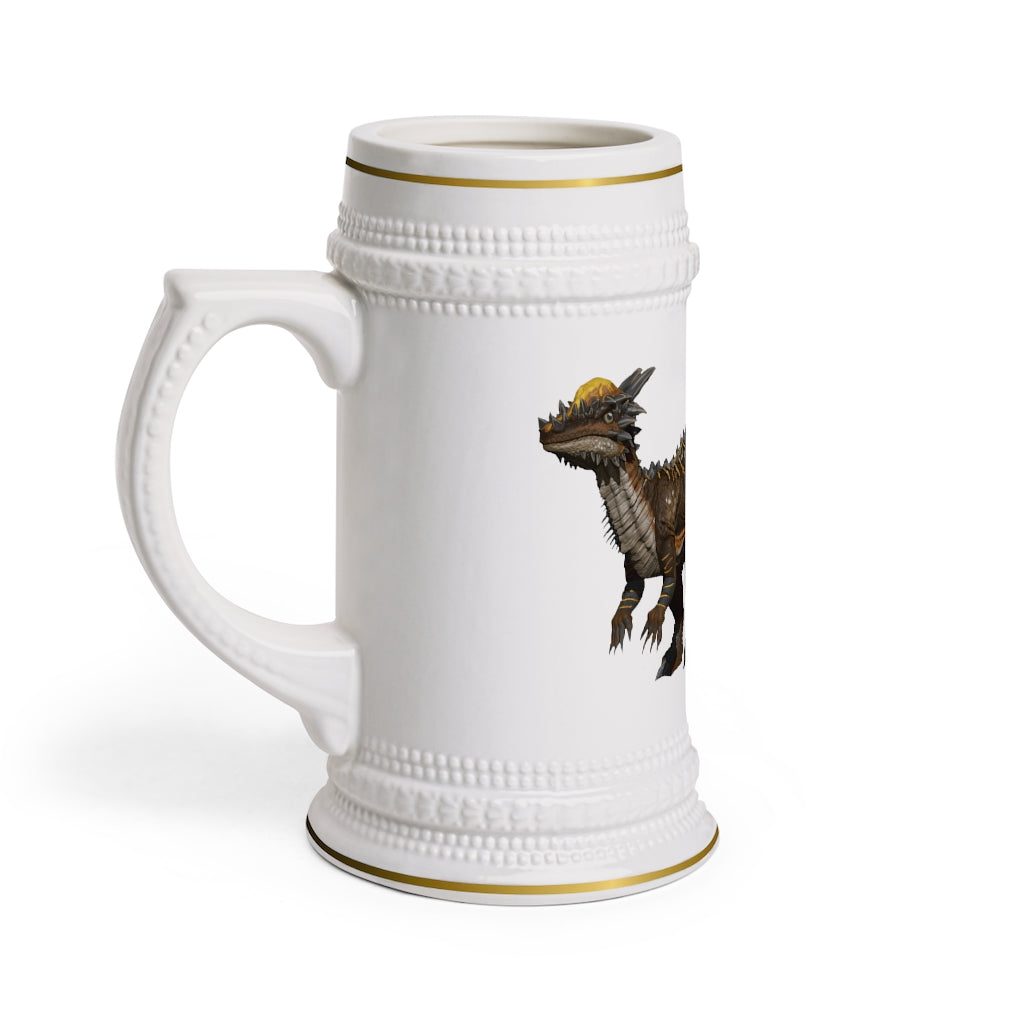 Pachy Stein Mug made of durable white ceramic with ribbed outlines, perfect for custom designs.