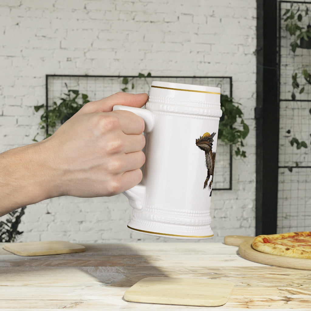 Pachy Stein Mug made of durable white ceramic with ribbed outlines, perfect for custom designs.