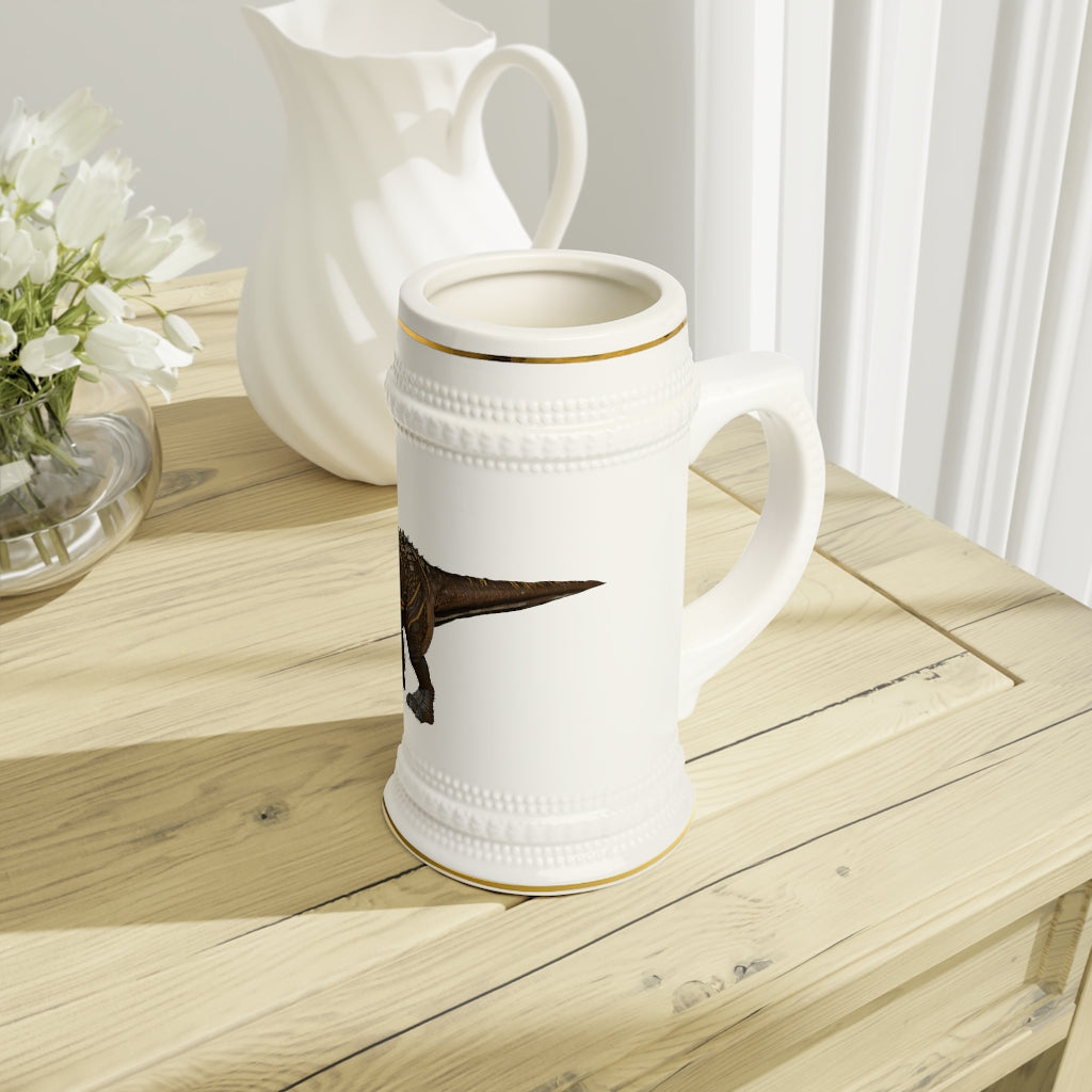 Pachy Stein Mug made of durable white ceramic with ribbed outlines, perfect for custom designs.