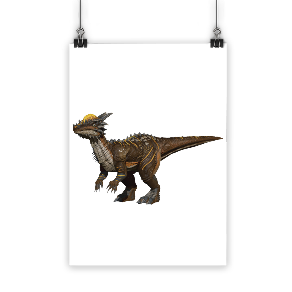 Pachycephalosaurus Classic Poster featuring vibrant colors and detailed dinosaur illustration on semi-gloss paper.