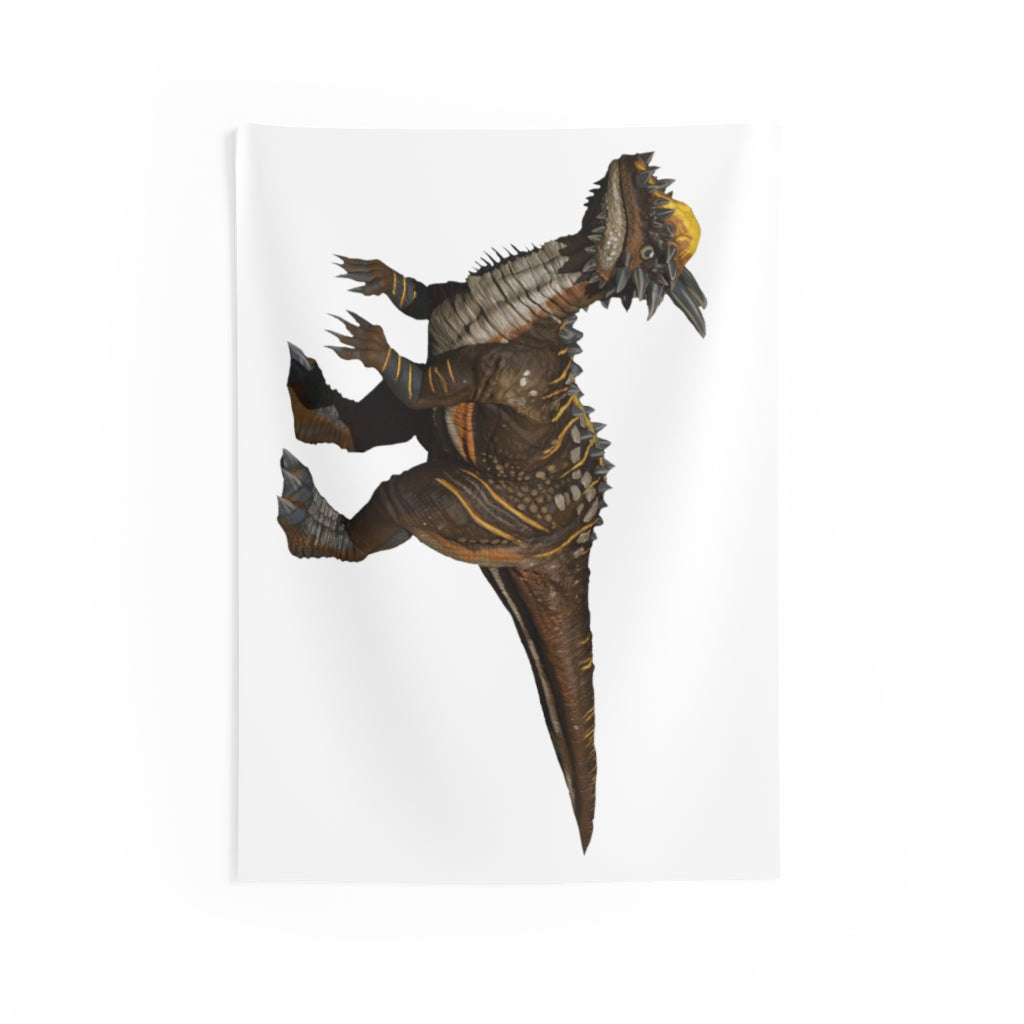 Pachycephalosaurus indoor wall tapestry featuring vibrant colors and detailed design, perfect for enhancing room decor.