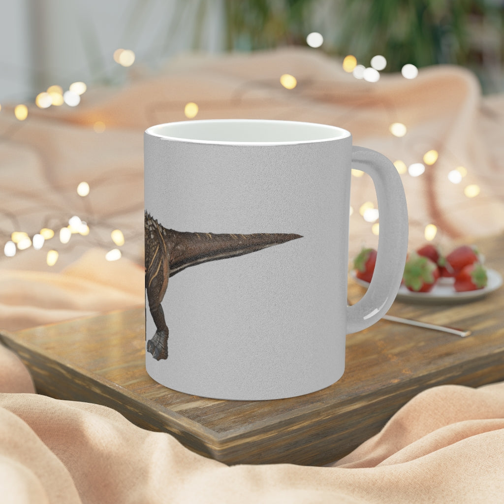 Pachycephalosaurus Metallic Mug featuring Gold and Silver coatings, showcasing a personalized design option.