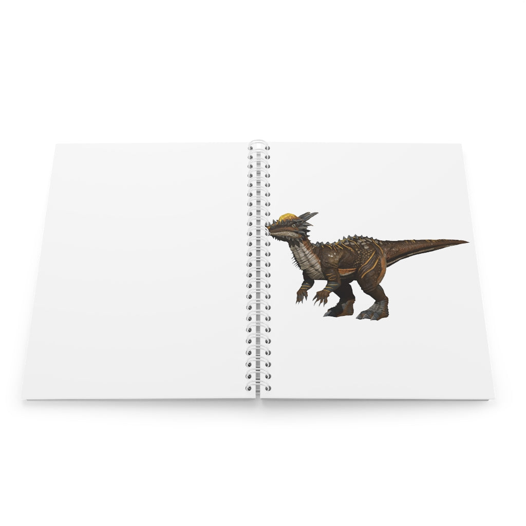 Pachycephalosaurus Spiral Notebook with customizable covers and wide-ruled pages, featuring a semi-gloss laminated finish.