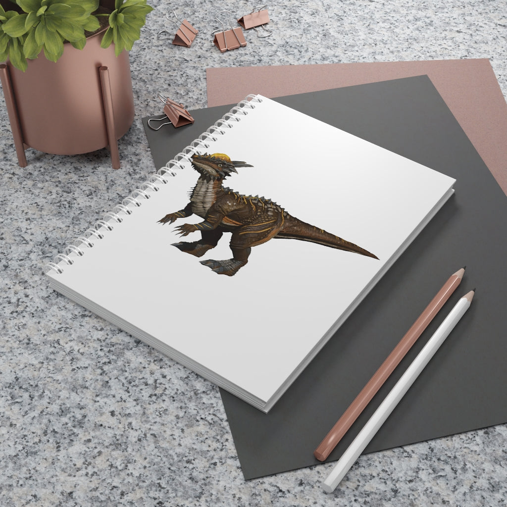 Pachycephalosaurus Spiral Notebook with customizable covers and wide-ruled pages, featuring a semi-gloss laminated finish.