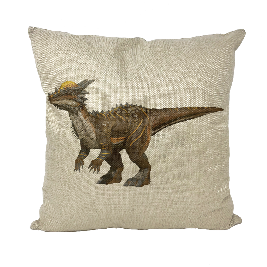 Pachycephalosaurus throw pillows in various styles, showcasing unique designs and textures.