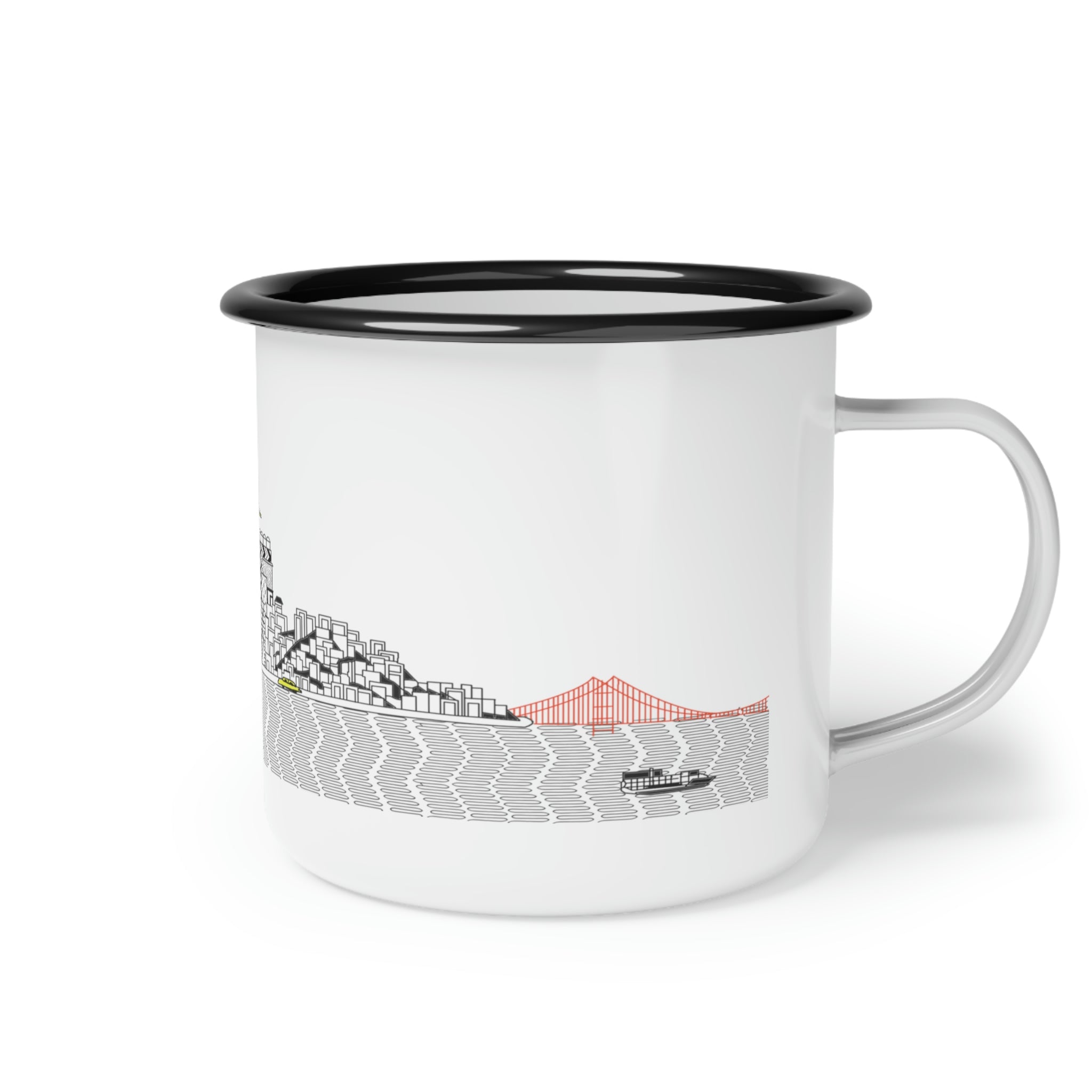 Pacific Ocean Enamel Camp Cup featuring a glossy finish and durable design, perfect for outdoor adventures.