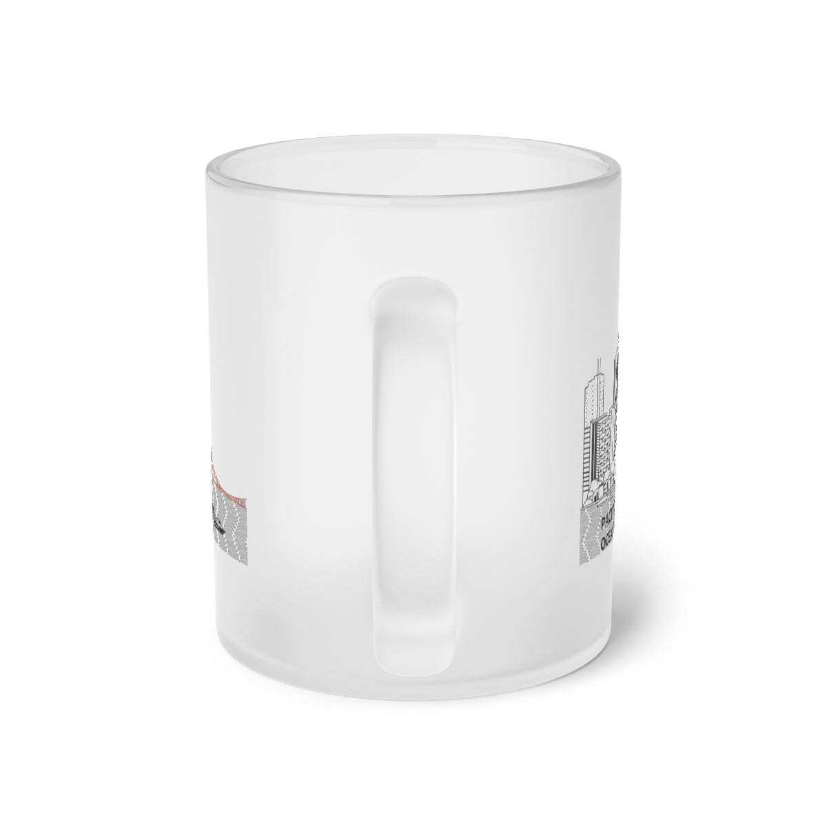 Pacific Ocean Frosted Glass Mug with a smooth frosted finish, ideal for custom prints and everyday use.