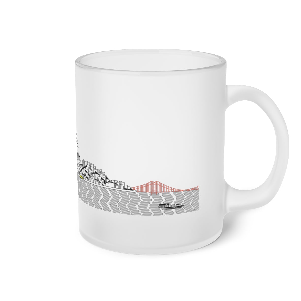 Pacific Ocean Frosted Glass Mug with a smooth frosted finish, ideal for custom prints and everyday use.