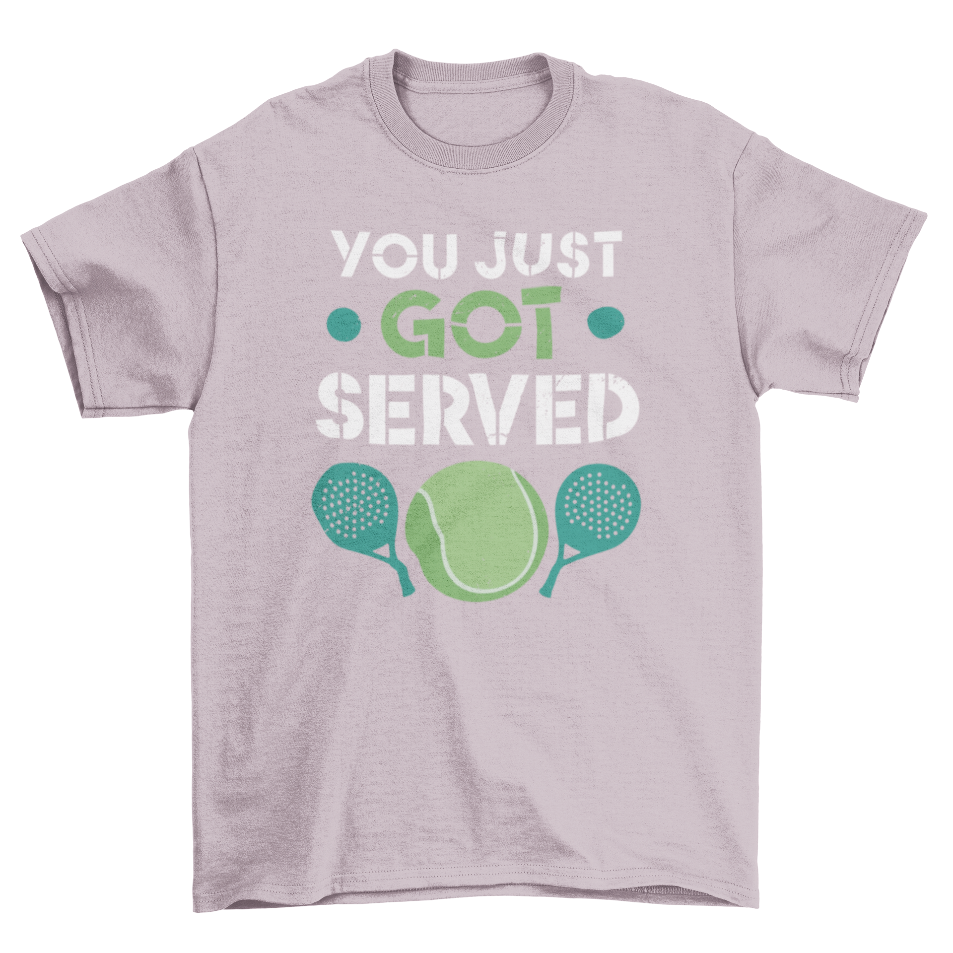 Paddle tennis t-shirt featuring the quote 'You just got served' with a paddle and tennis ball graphic.