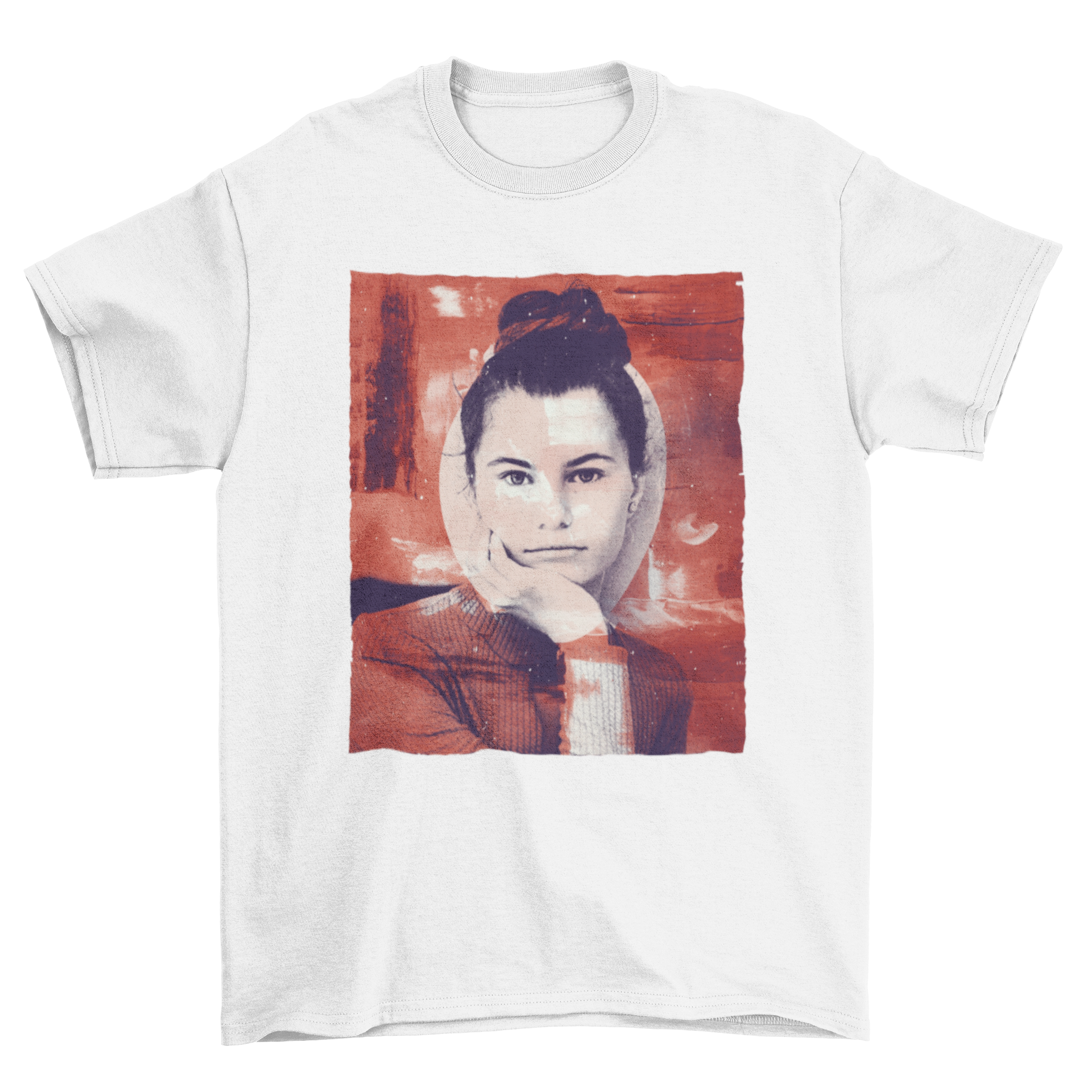 A stylish t-shirt featuring a vibrant painting style custom image, perfect for art enthusiasts.