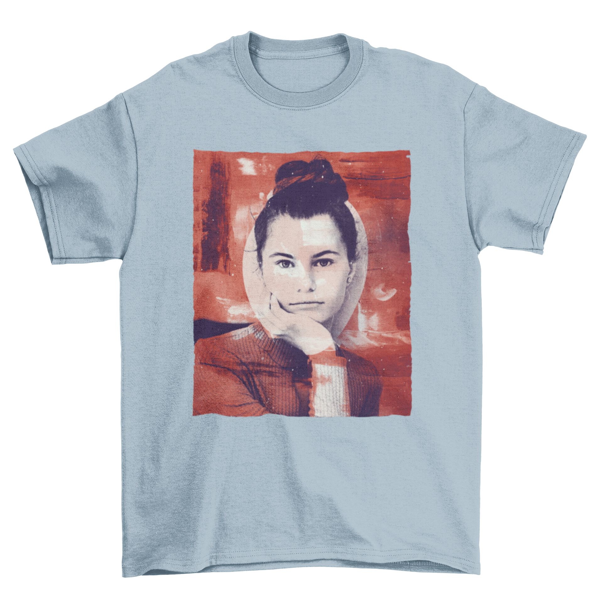 A stylish t-shirt featuring a vibrant painting style custom image, perfect for art enthusiasts.