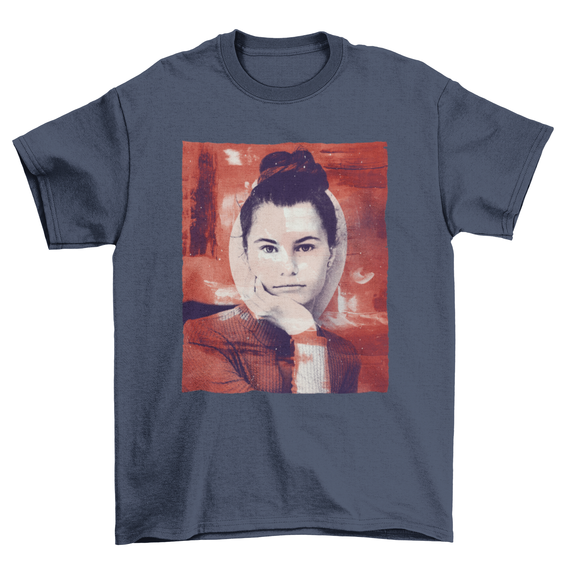 A stylish t-shirt featuring a vibrant painting style custom image, perfect for art enthusiasts.