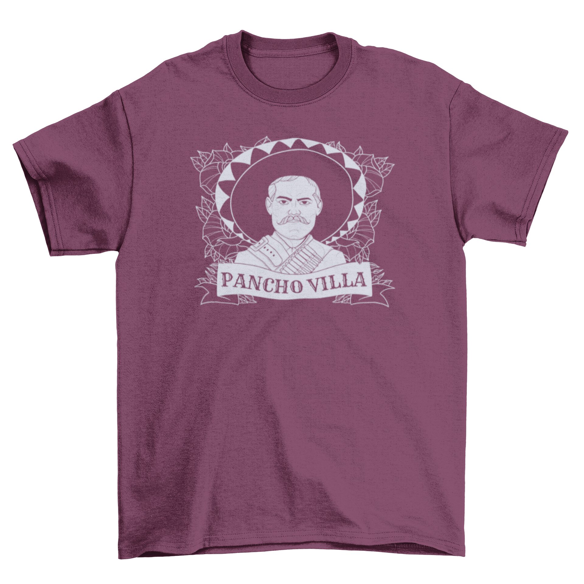 Pancho Villa t-shirt featuring a detailed line art portrait of the revolutionary leader.