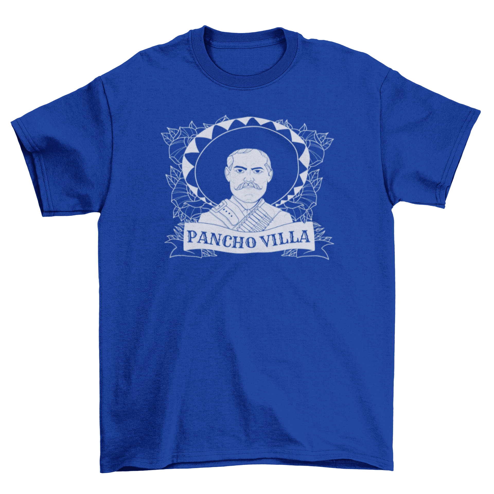 Pancho Villa t-shirt featuring a detailed line art portrait of the revolutionary leader.