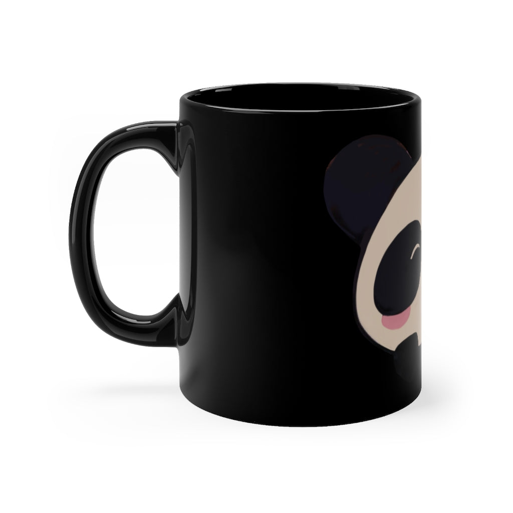 Panda Black mug 11oz with a sleek black ceramic finish and full-wrap design.