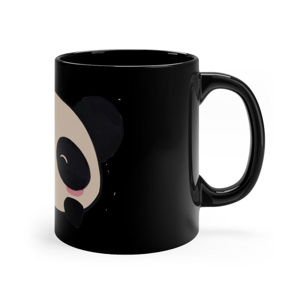 Panda Black mug 11oz with a sleek black ceramic finish and full-wrap design.