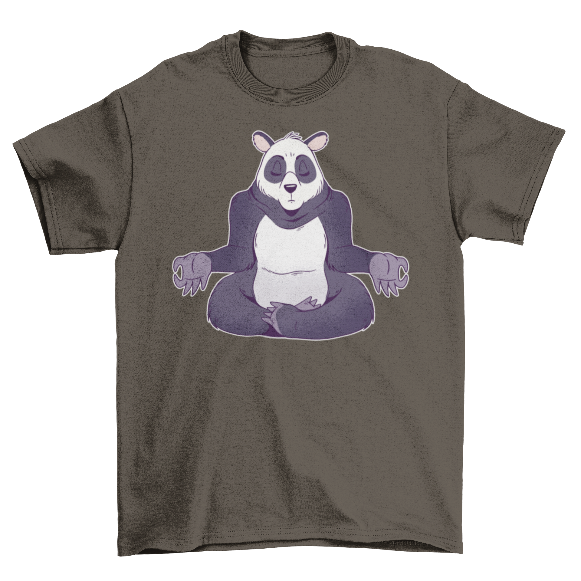 A stylish t-shirt featuring a panda in a meditative pose, showcasing tranquility and mindfulness.