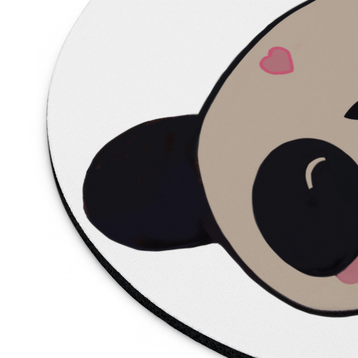 A colorful Panda Mouse Pad featuring a cute panda design, available in round and rectangular shapes with a non-slip rubber bottom.