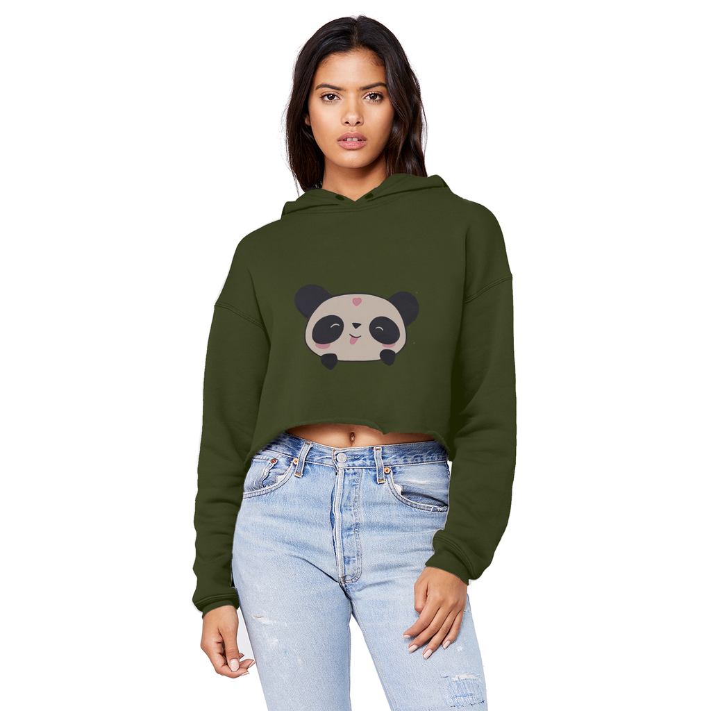 Panda Unisex Cropped Raw Edge Boyfriend Hoodie in various colors, showcasing its raw edge design and relaxed fit.