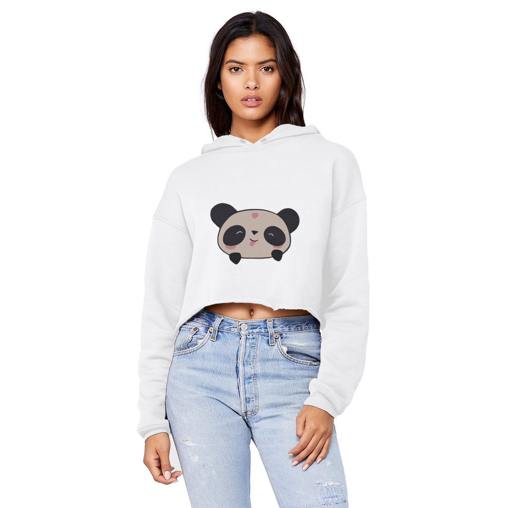 Panda Unisex Cropped Raw Edge Boyfriend Hoodie in various colors, showcasing its raw edge design and relaxed fit.