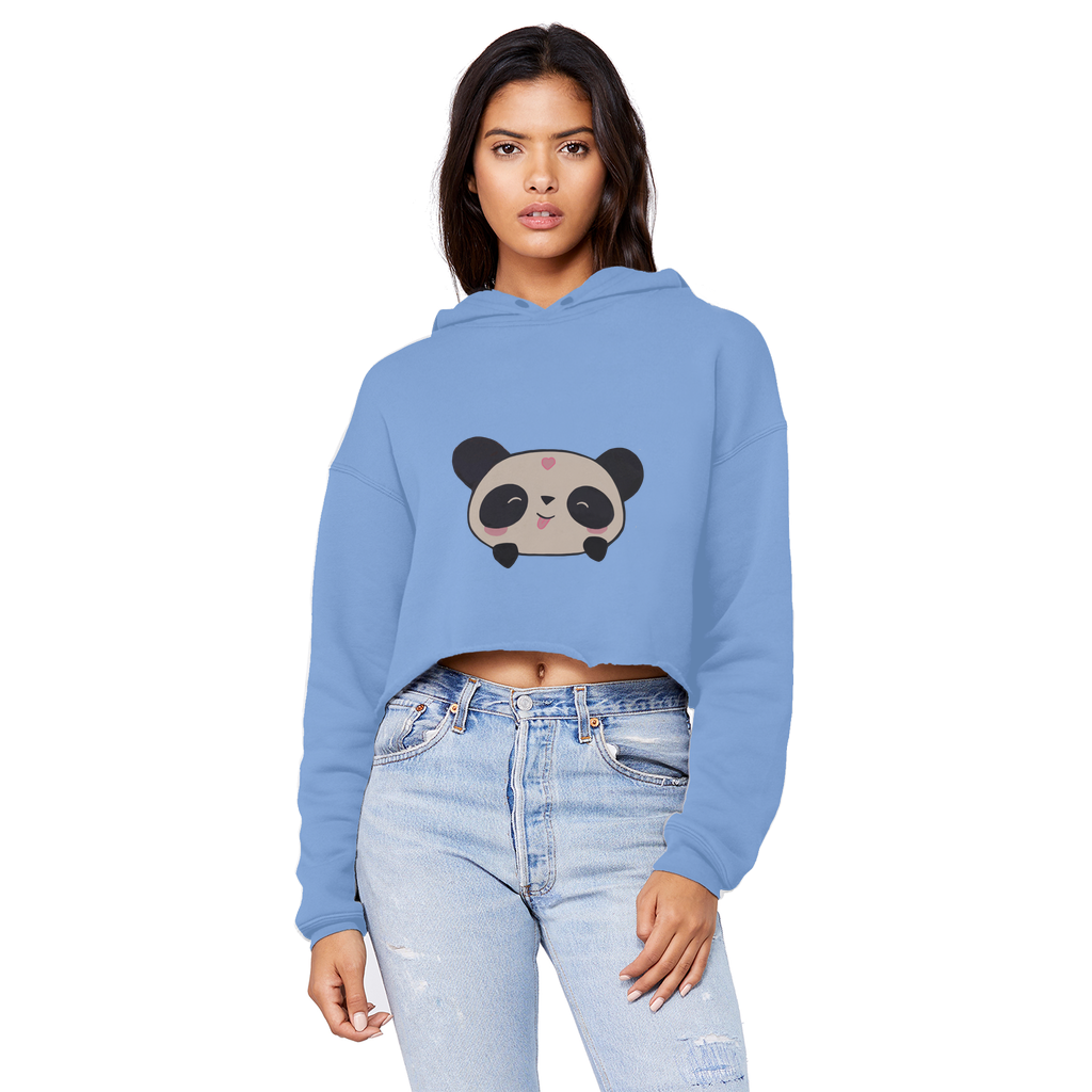 Panda Unisex Cropped Raw Edge Boyfriend Hoodie in various colors, showcasing its raw edge design and relaxed fit.