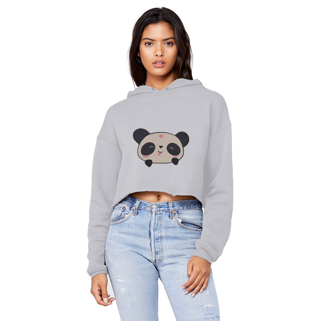 Panda Unisex Cropped Raw Edge Boyfriend Hoodie in various colors, showcasing its raw edge design and relaxed fit.