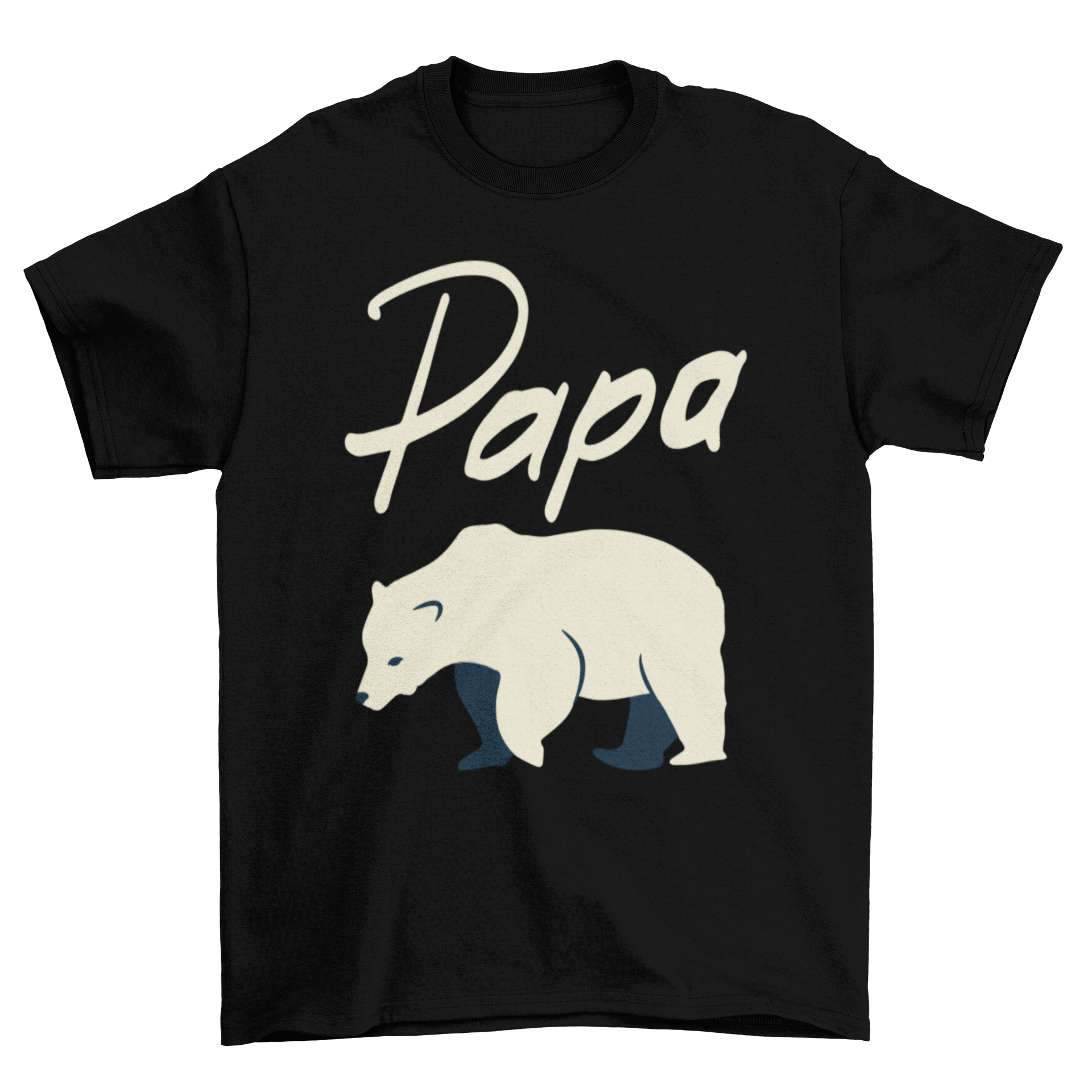 A white t-shirt featuring a polar bear graphic with the word 'Papa' above it, perfect for Father's Day.