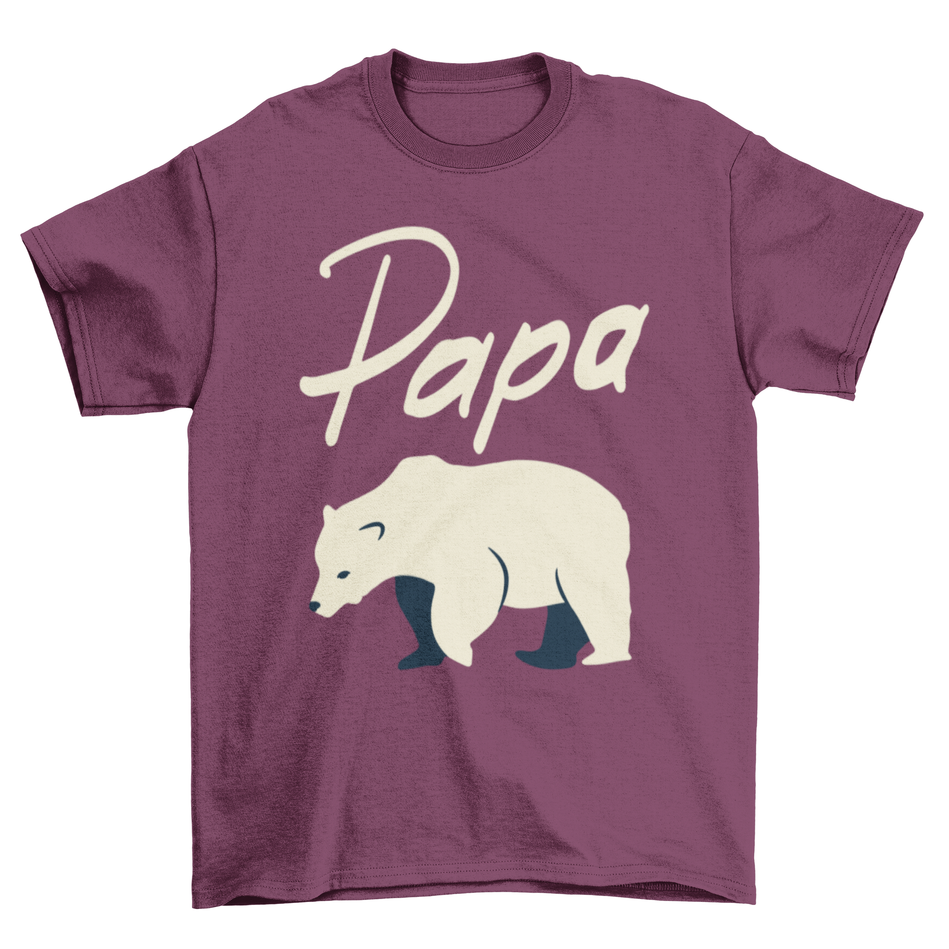 A white t-shirt featuring a polar bear graphic with the word 'Papa' above it, perfect for Father's Day.