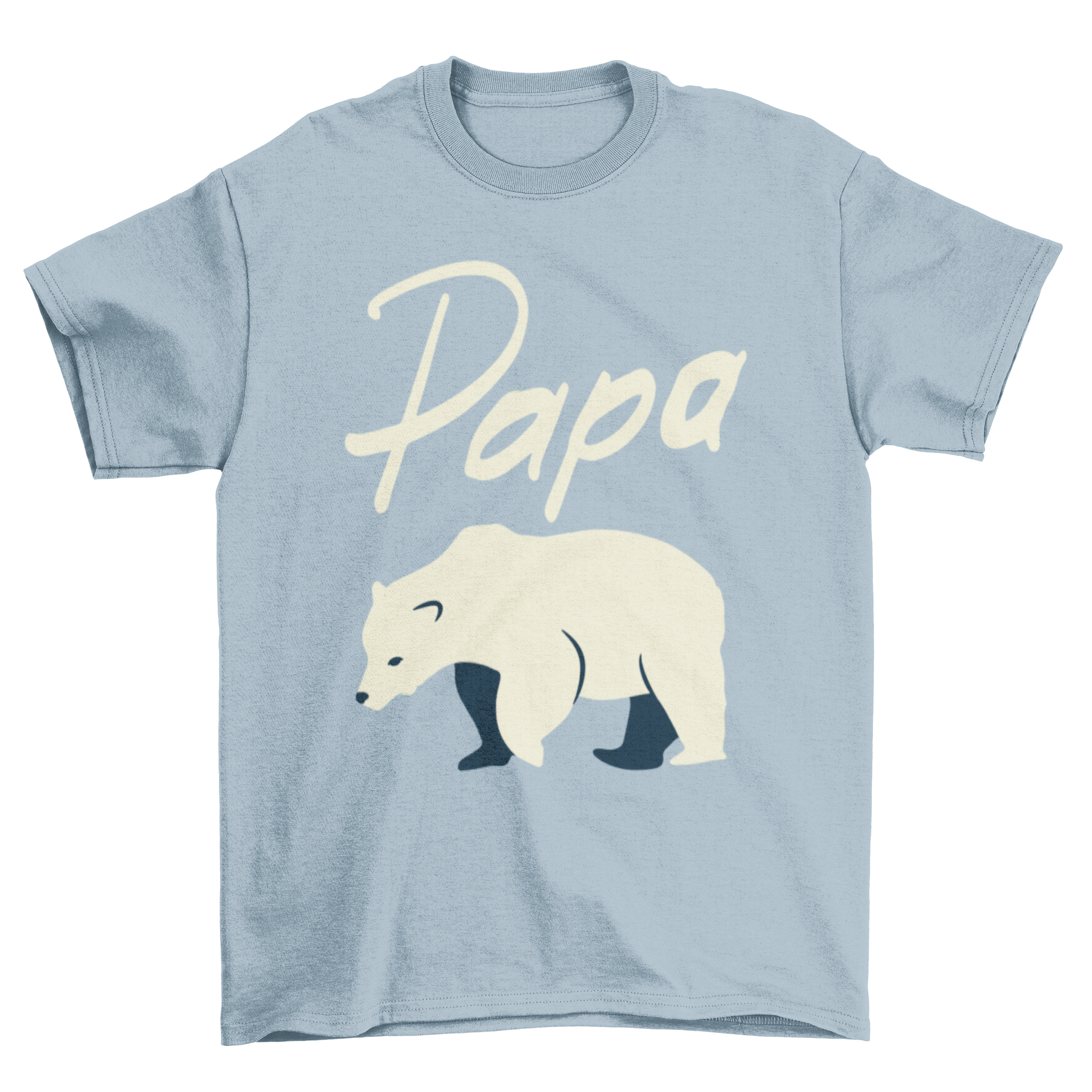 A white t-shirt featuring a polar bear graphic with the word 'Papa' above it, perfect for Father's Day.