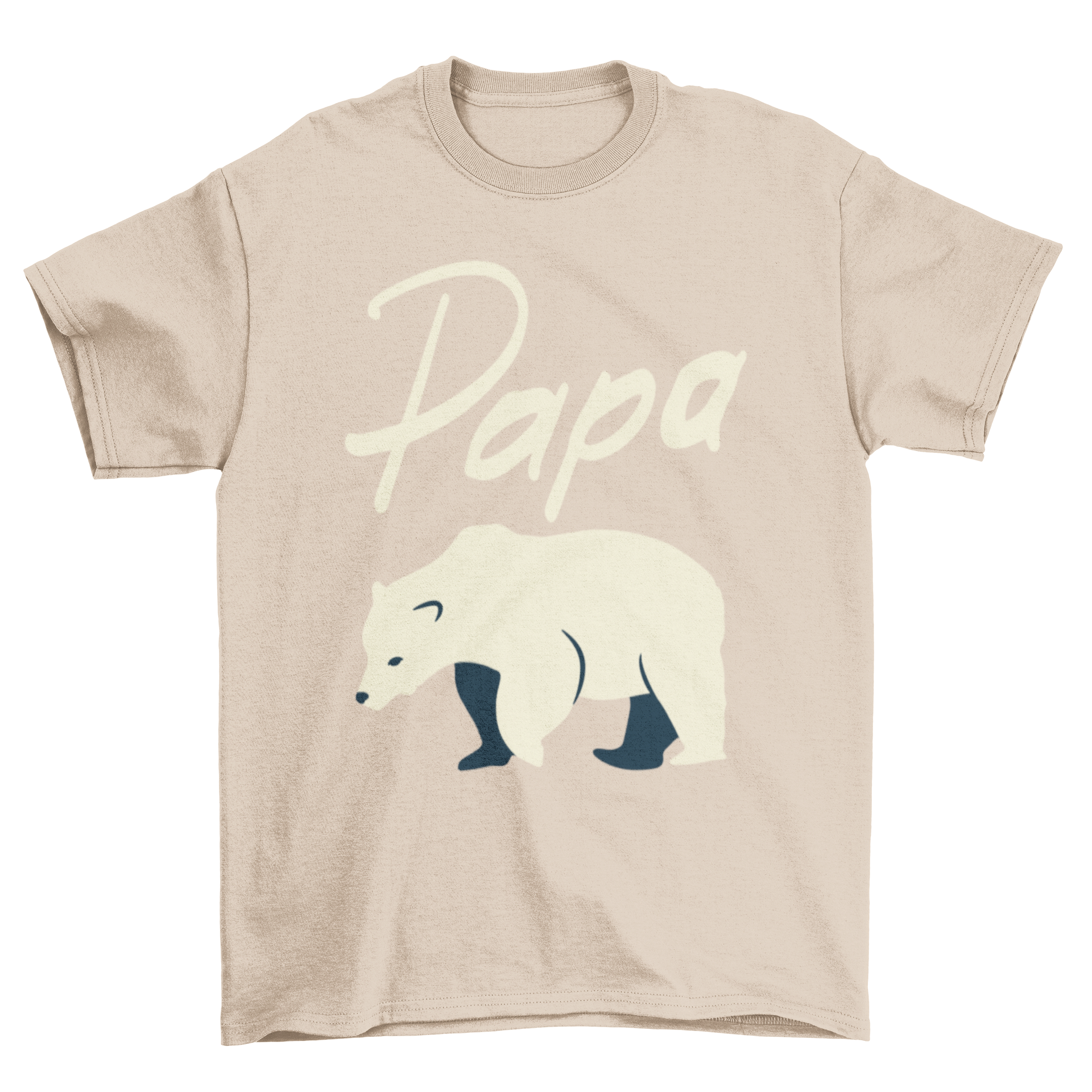 A white t-shirt featuring a polar bear graphic with the word 'Papa' above it, perfect for Father's Day.