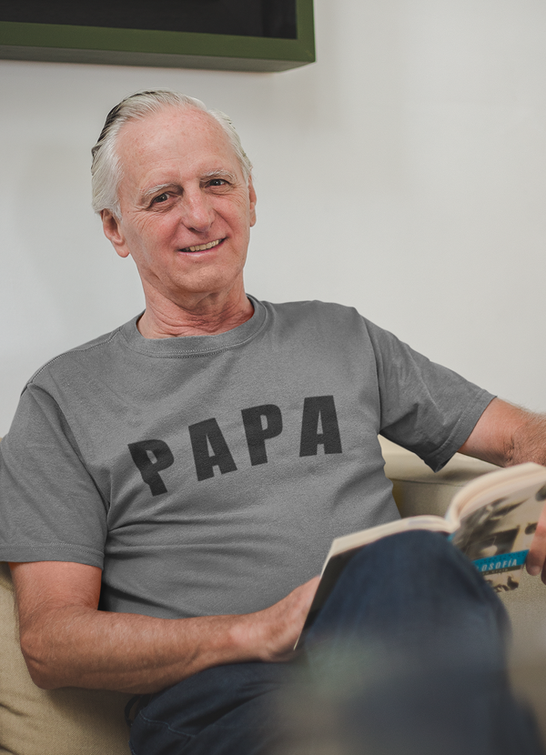 A stylish Papa T-shirt made from super soft ringspun cotton, featuring unique designs by top artists, perfect for casual wear.