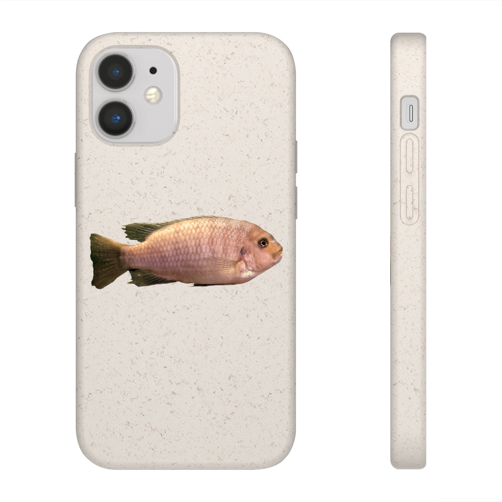 Peach Fish Biodegradable Phone Case made from plant-based materials, featuring a slim design and precise cutouts for connectivity.