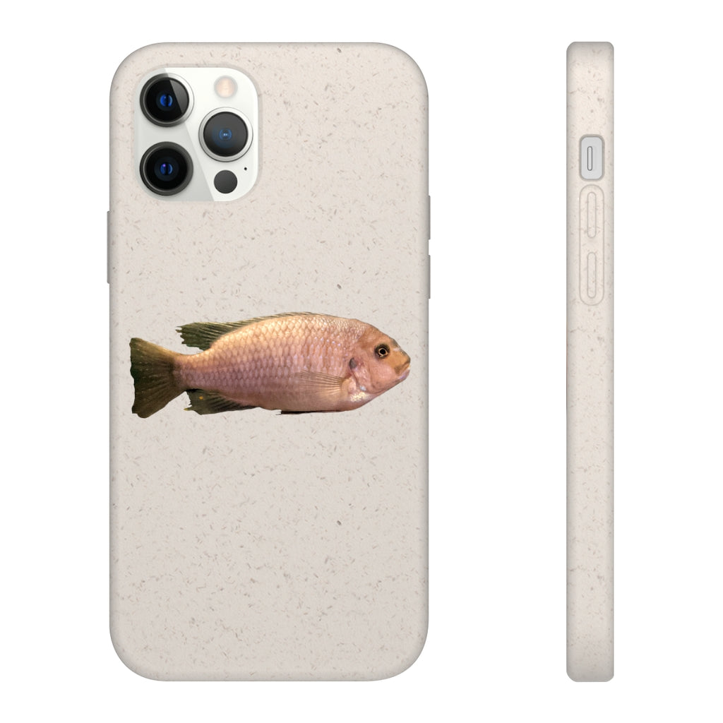 Peach Fish Biodegradable Phone Case made from plant-based materials, featuring a slim design and precise cutouts for connectivity.