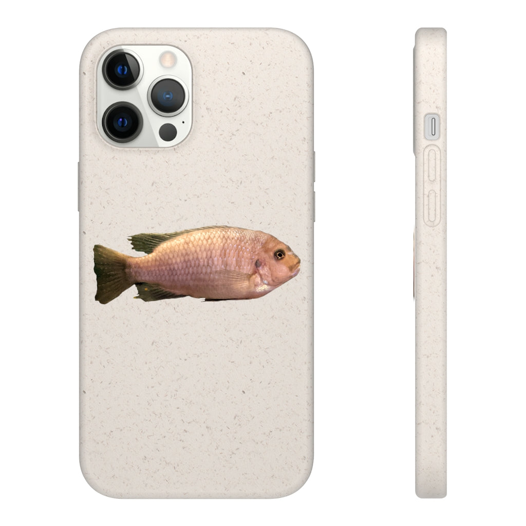 Peach Fish Biodegradable Phone Case made from plant-based materials, featuring a slim design and precise cutouts for connectivity.