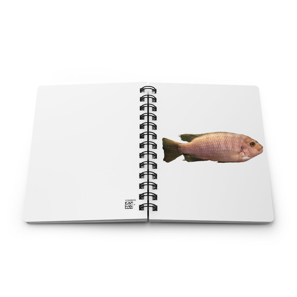 Peach Fish Spiral Bound Journal with glossy laminated cover and lined pages, perfect for writing and personalization.