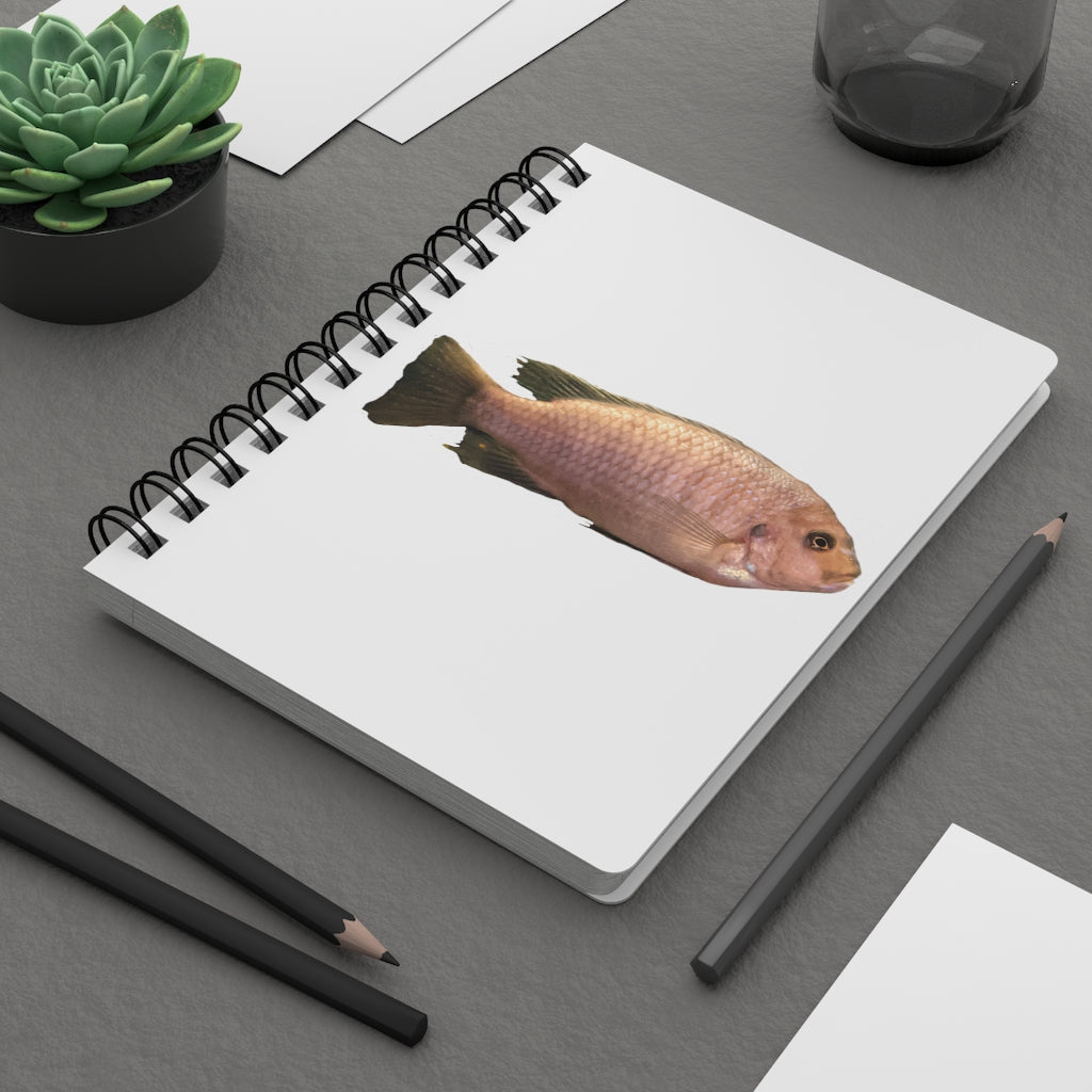 Peach Fish Spiral Bound Journal with glossy laminated cover and lined pages, perfect for writing and personalization.