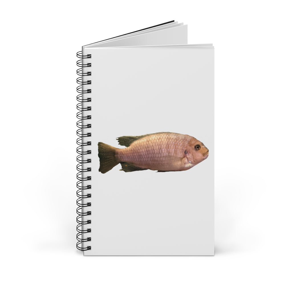 Peach Fish Spiral Journal featuring a colorful front cover design, showcasing various styles including blank, dot grid, lined, and task layouts.