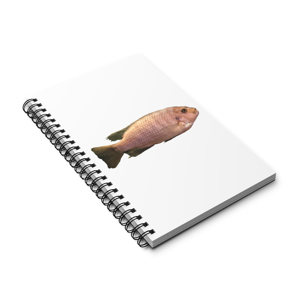 Peach Fish Spiral Journal featuring a colorful front cover design, showcasing various styles including blank, dot grid, lined, and task layouts.