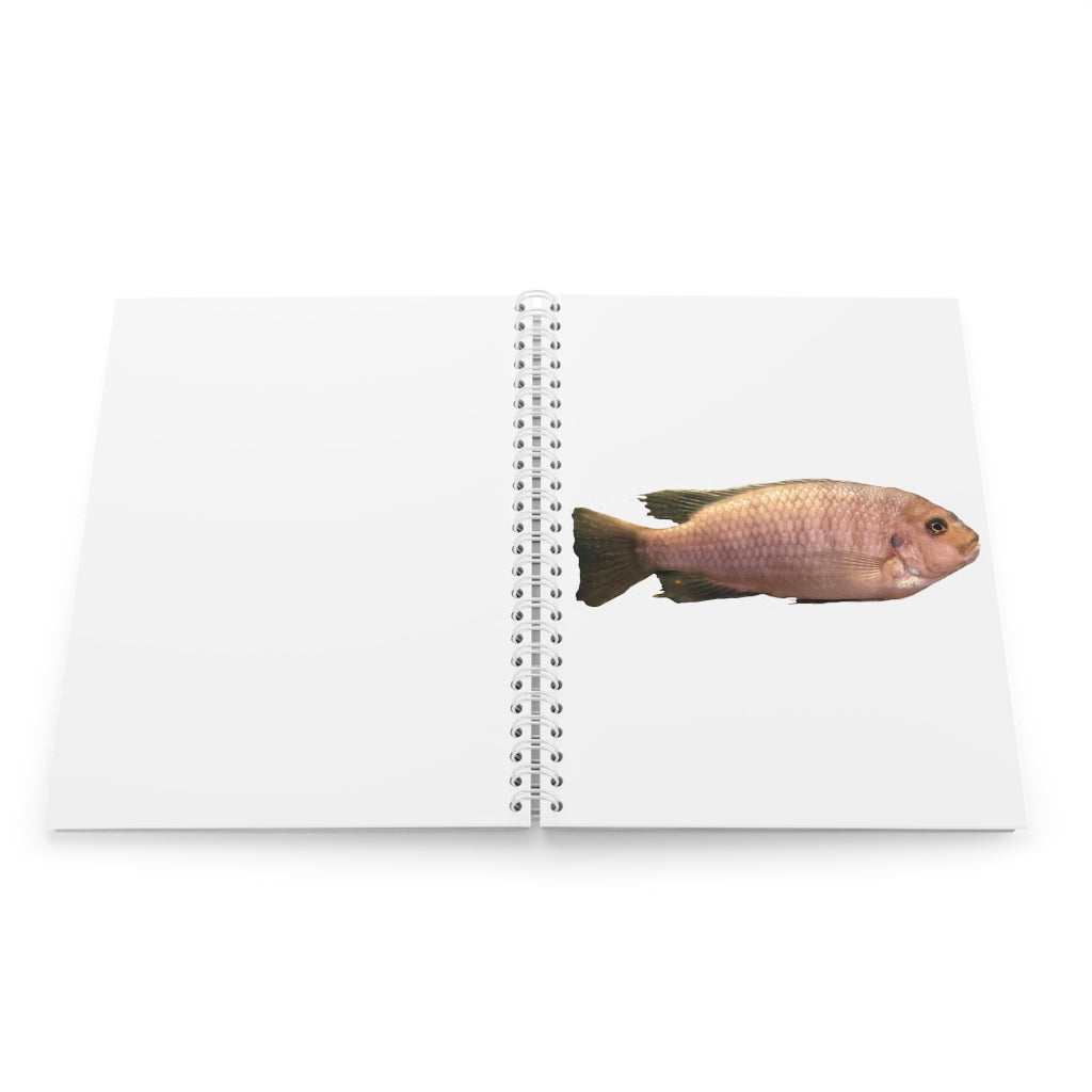 Peach Fish Spiral Notebook with customizable covers and wide-ruled pages, featuring a semi-gloss laminated finish.