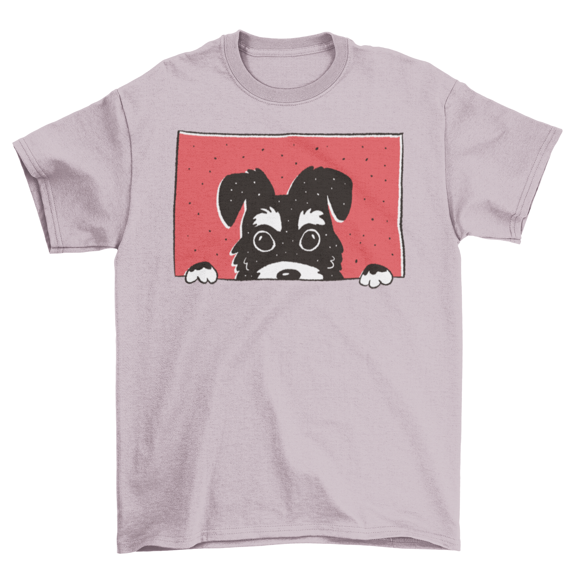 Peeking Schnauzer Dog T-shirt featuring a cute Schnauzer illustration peeking through a frame.