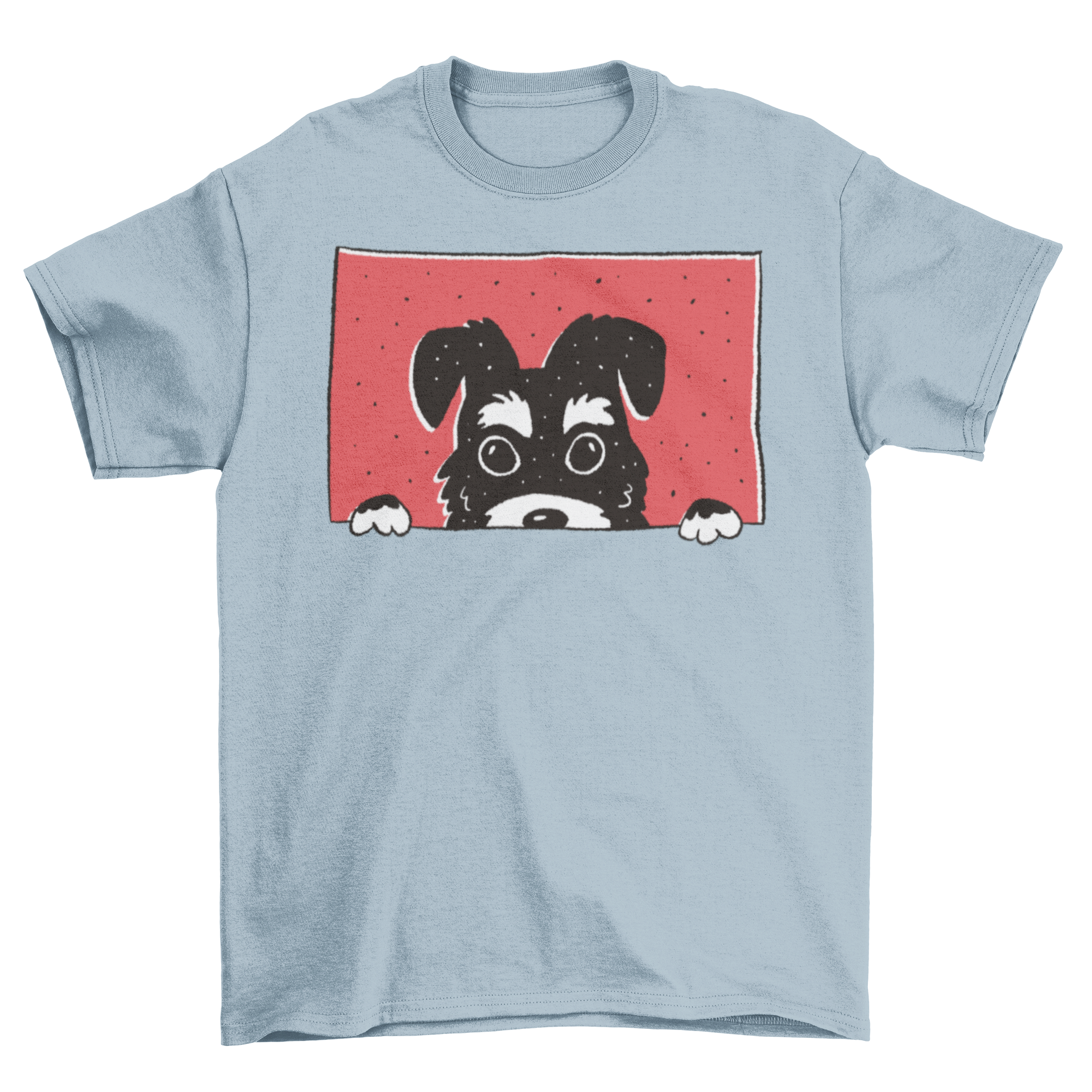 Peeking Schnauzer Dog T-shirt featuring a cute Schnauzer illustration peeking through a frame.