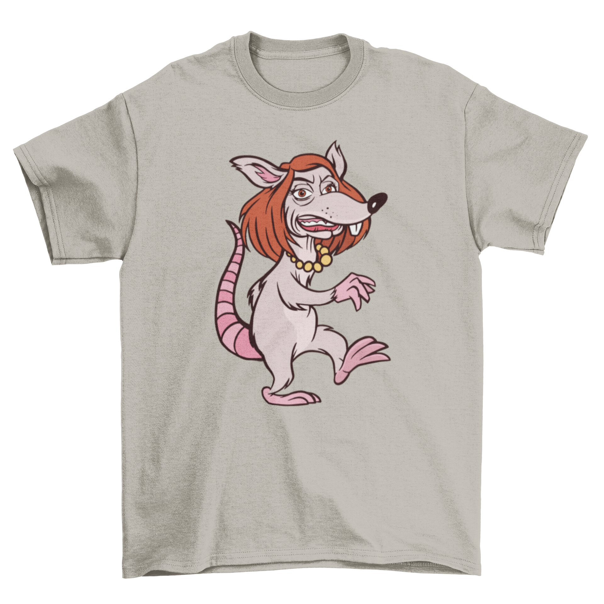 A humorous t-shirt featuring an illustration of Nancy Pelosi as a rat, showcasing a funny political design.