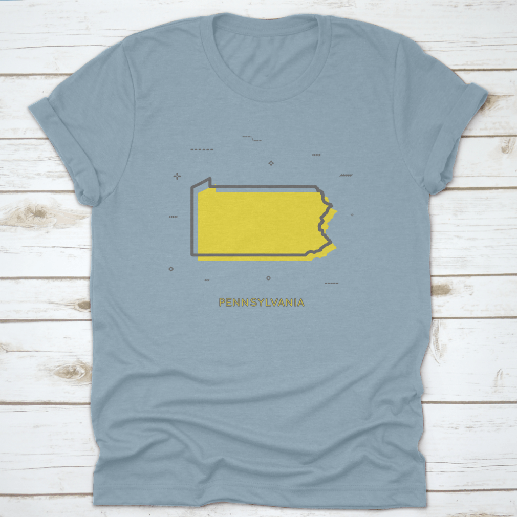 Thin line style infographic icon of Pennsylvania map, showcasing minimalist design.