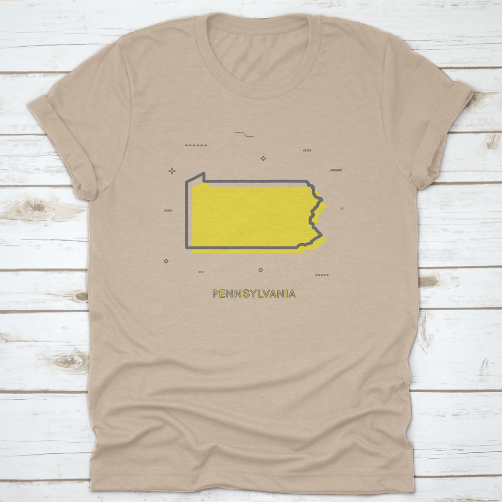 Thin line style infographic icon of Pennsylvania map, showcasing minimalist design.